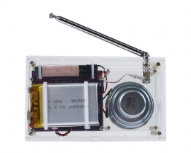 DIY Kit FM MW SW Wireless Radio Receiver DC 3.7V Clock Alarm 2W Stereo Dual Channel Radio Kit with Acrylic Case